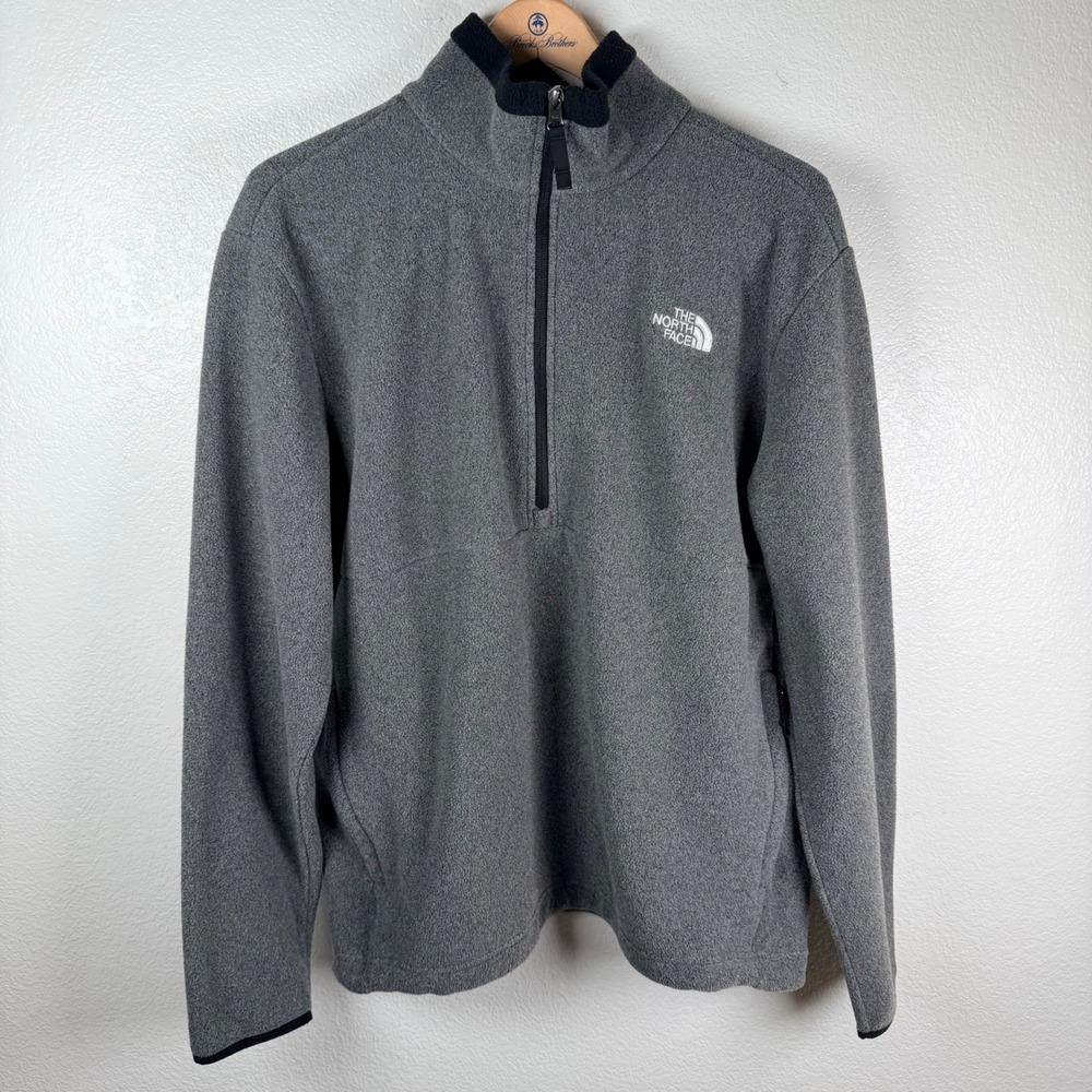 The North Face Mens Large Gray Birch Bowl 1/4 Zip Fleece Pullover NF0A47D9KS7